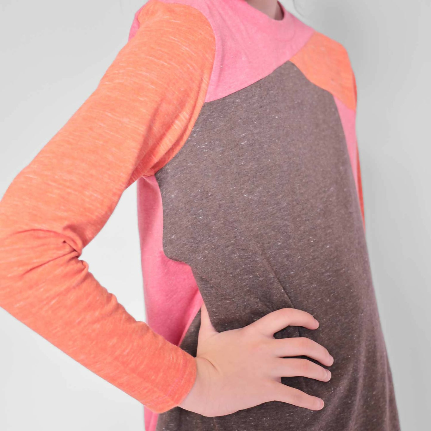 Girls Pink and Orange Colorblock Dress