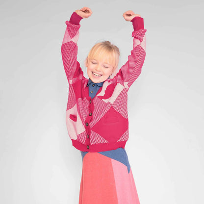 Kinder-Cardigan in Rosa und Weiß