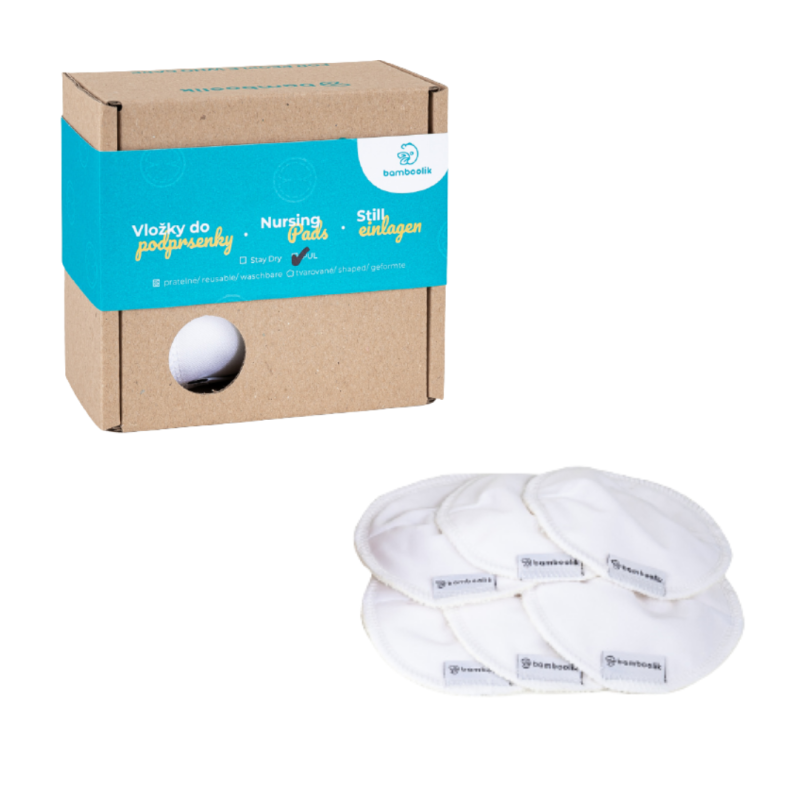 Bamboolik Washable Shaped Nursing Pads | Variant: Bamboo Terry & PUL | Set of 6 + Gift Box