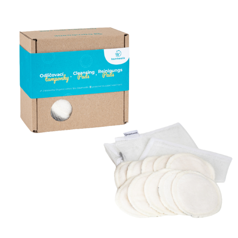 Bamboolik Washable Cleaning Pads with Ribbon | Variant: Set of 10 + Laundry Bag + Gift Box