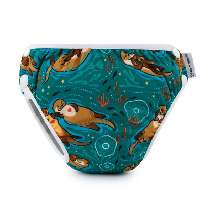 Bamboolik Reusable Swim Diaper | Color: Otters in Love, Size: M