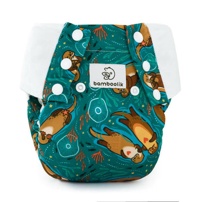 Bamboolik Reusable Diapers - Trainers | Color: Otters in Love, Size: XL