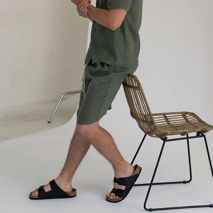 Green Pine Men's linen shorts - 100% organic linen
