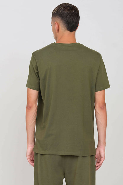 V Neck T-shirt Military Green