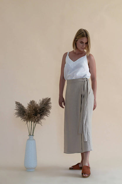 Natural Linen Wrap Skirt - 100% organic linen