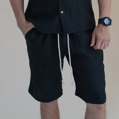Black Men's linen shorts - 100% organic linen
