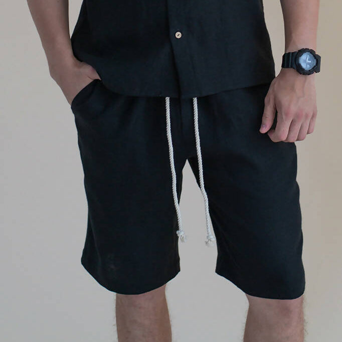 Sustainable Men's Linen Shorts - Black