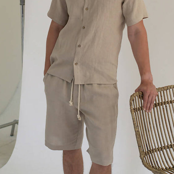Natural Men's linen shorts - 100% organic linen