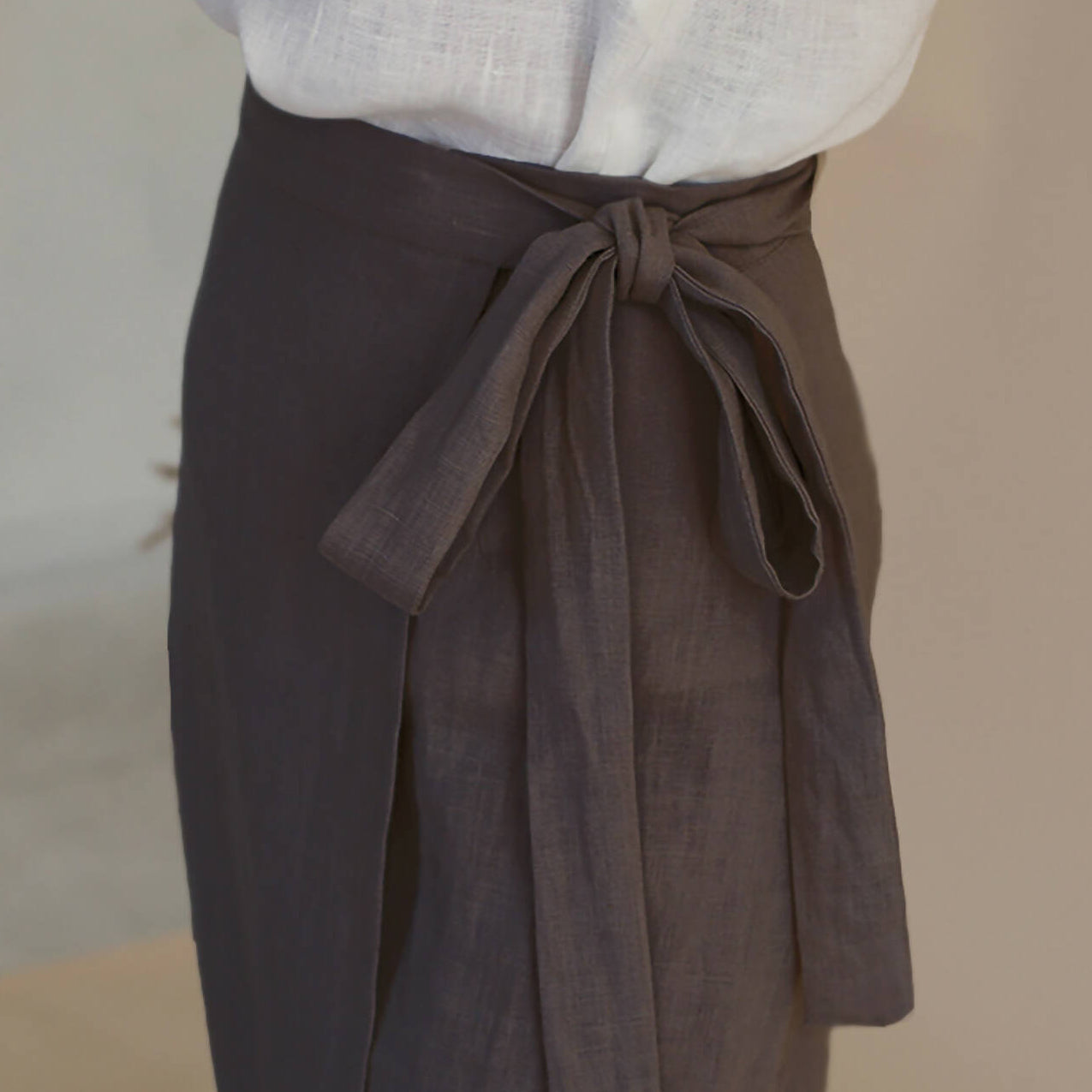 Cocoa Linen Wrap Skirt - 100% organic linen