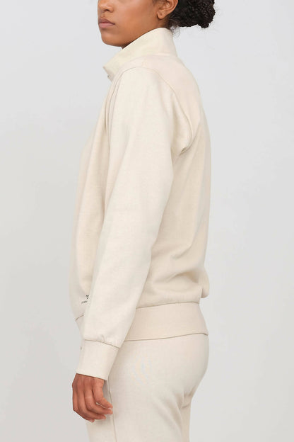 Brushed High neck sweatshirt with zip Ecru
