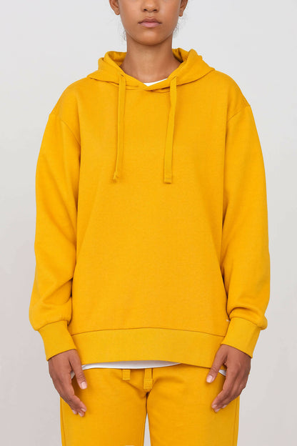 Brushed Hoodie with side slits Ocher