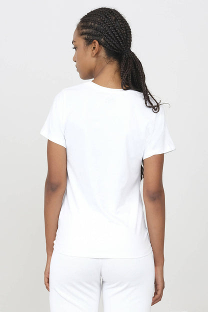 Rundhals-Stretch-T-Shirt Weiß