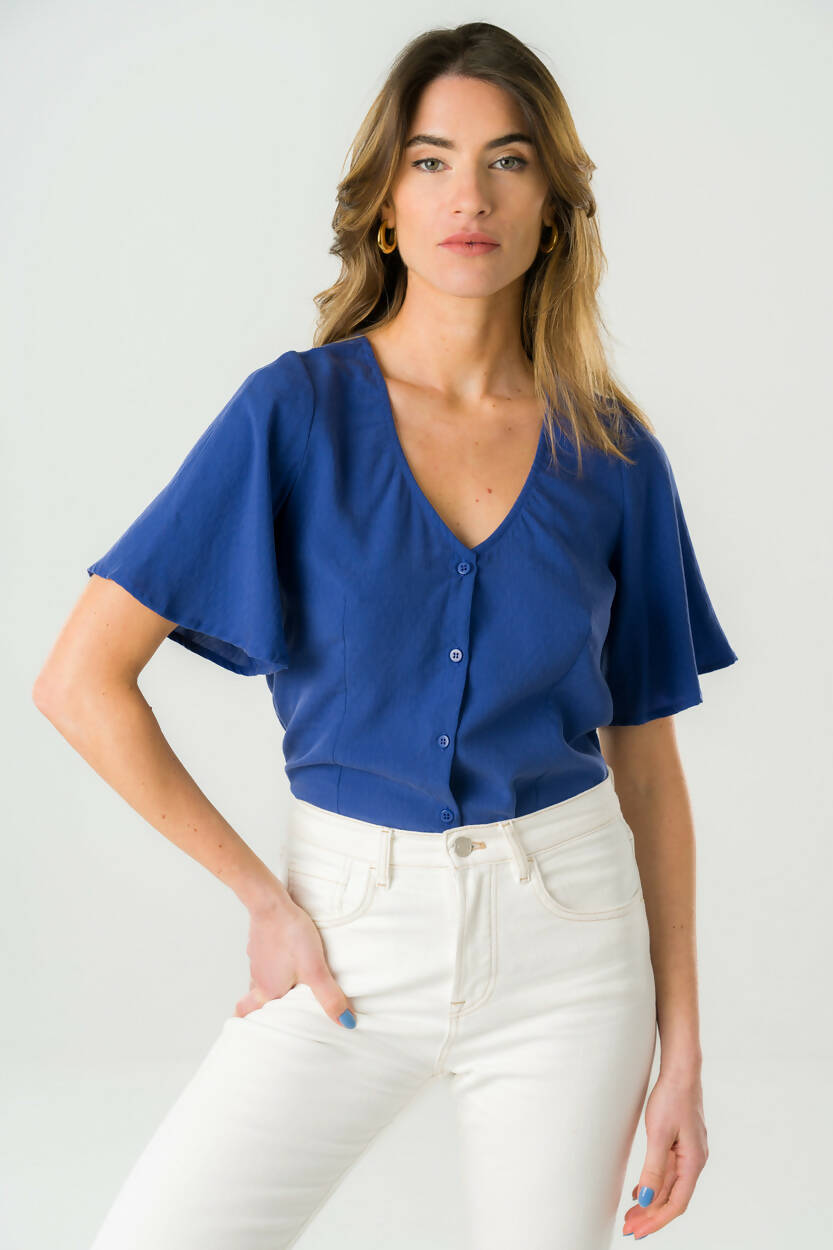 Reversible blouse royal blue