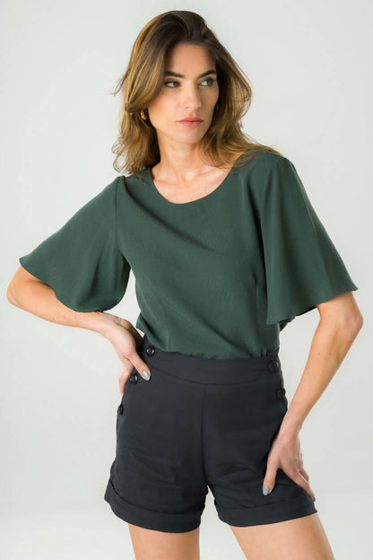 Reversible blouse deep green