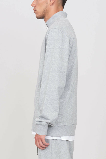 Brushed High Neck Zipped Sweatshirt Grey