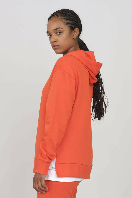 Hoodie with side slits Tomato