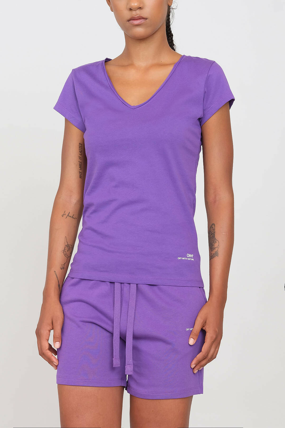 T-Shirt V-Ausschnitt Violett