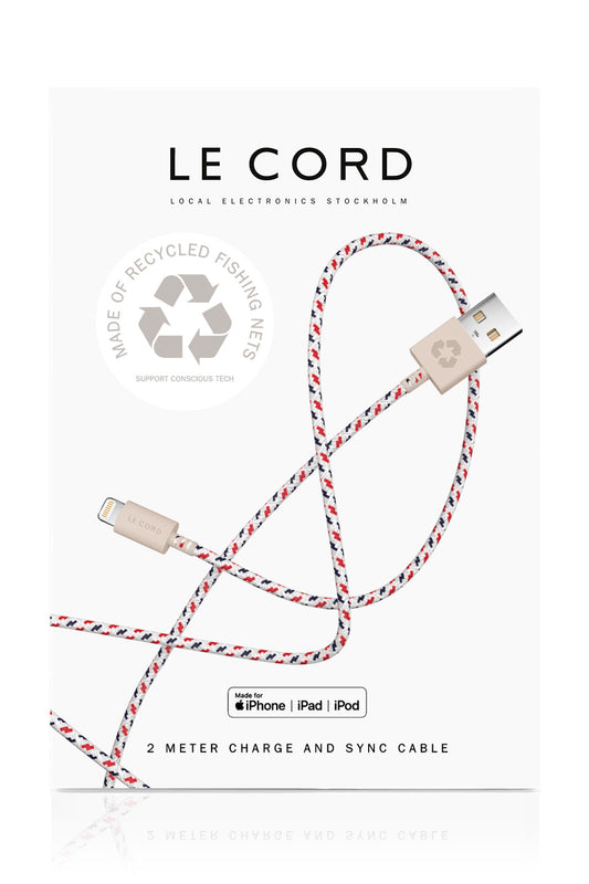 Spiral iPhone Lightning cable - 2 meter - Made of recycled fishing nets