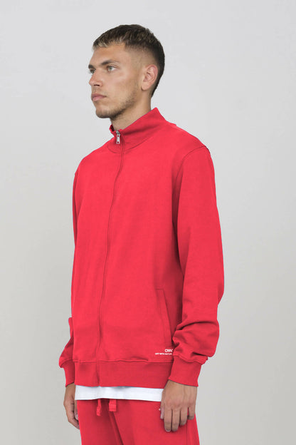High Neck Zipped Sweatshirt Red