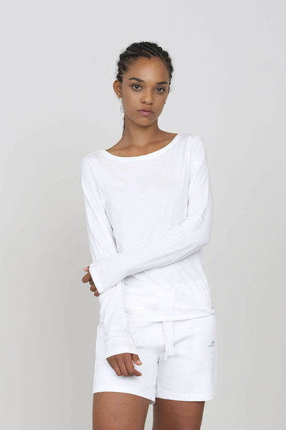 Langarm-T-Shirt Weiß