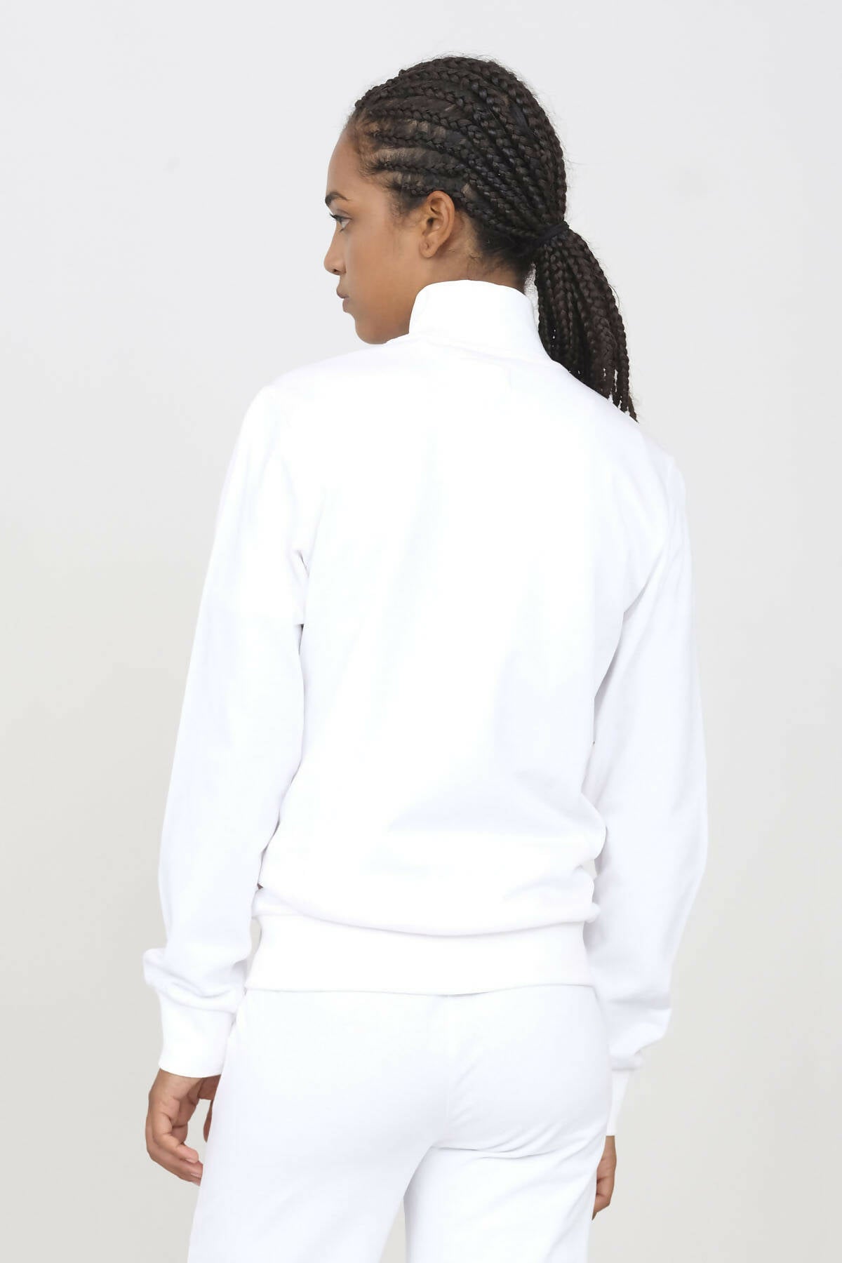 High neck sweatshirt with zip White
