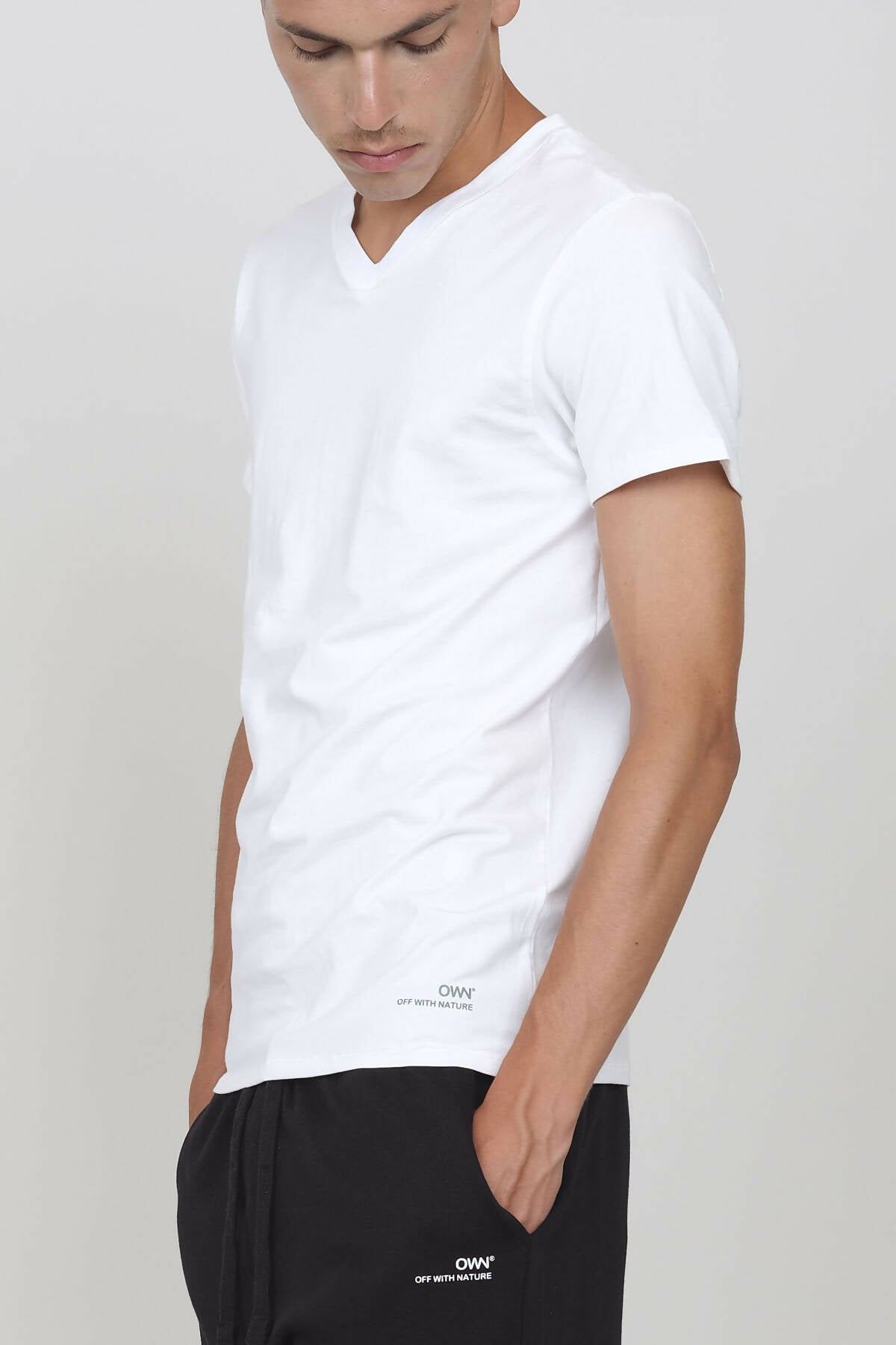 Camiseta De Punto Con Cuello En V Blanco