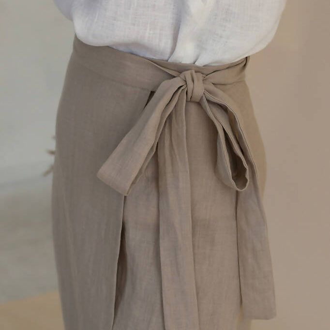 Natural Linen Wrap Skirt - 100% organic linen