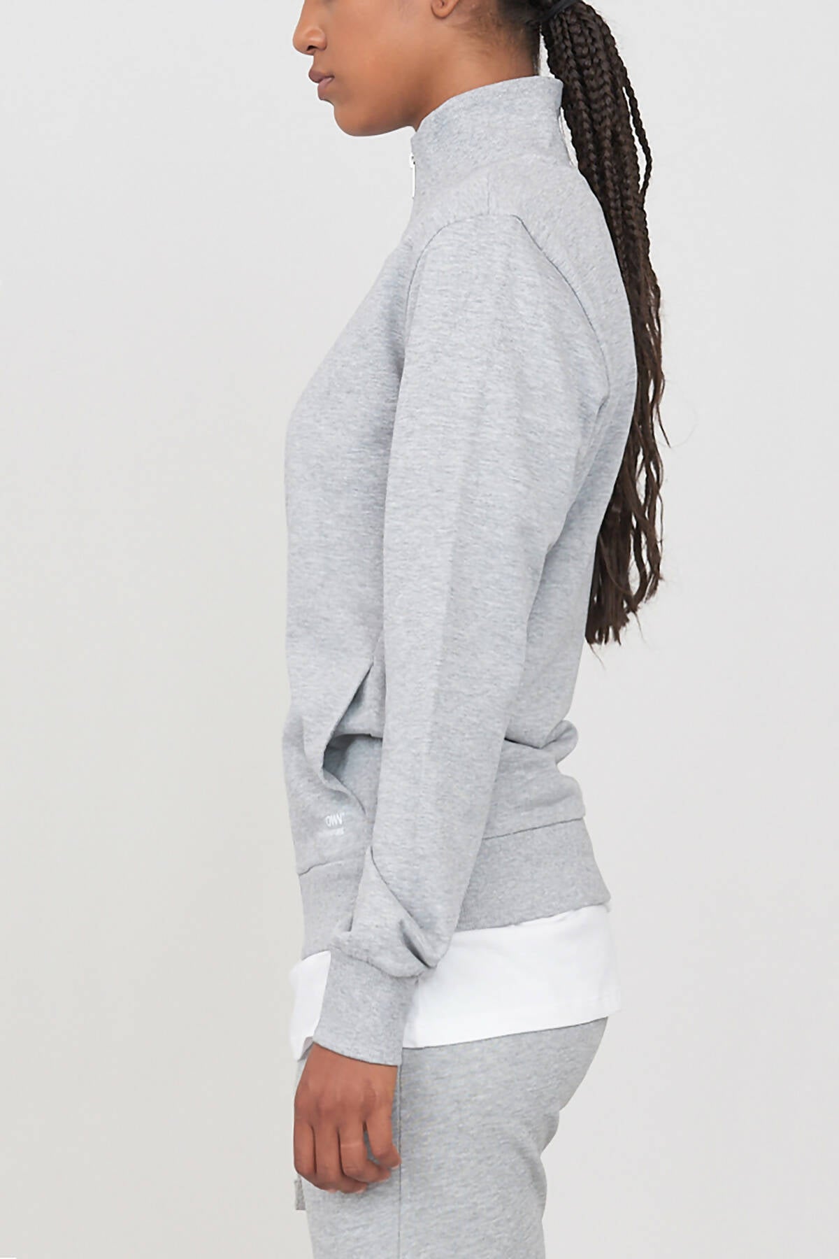 Brushed High neck sweatshirt with zip Grey