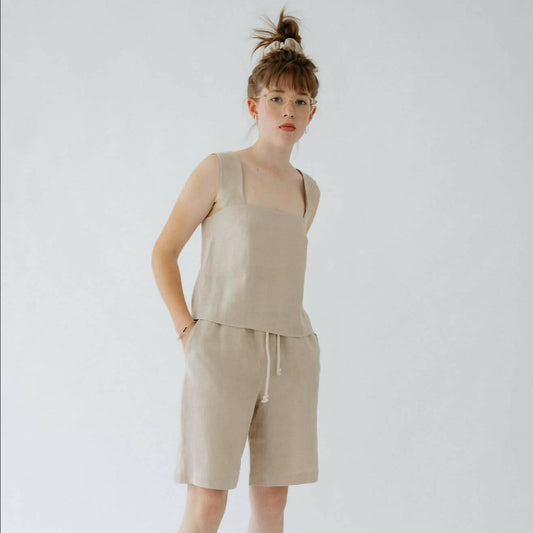 Natural Linen loose shorts - 100% organic linen