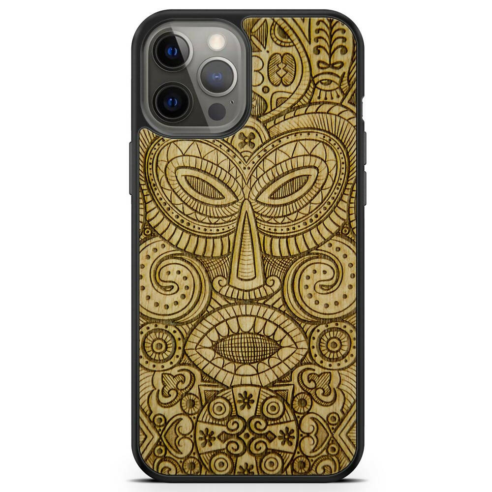Wood Phone Case - Tribal Mask