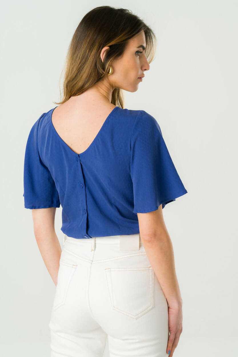 Reversible blouse royal blue
