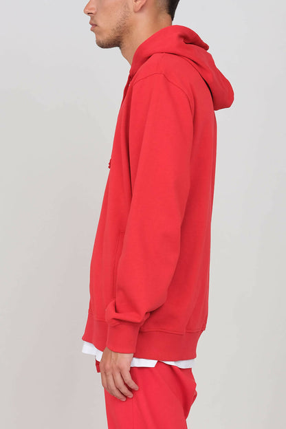 Brushed Zipped Hoodie Red
