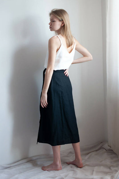 Falda cruzada de lino - 100% lino orgánico