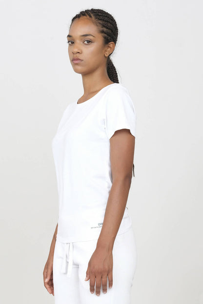 Rundhals-Stretch-T-Shirt Weiß