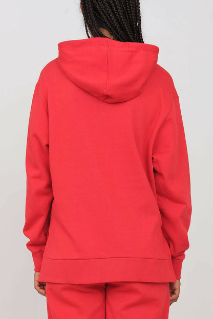 Brushed Hoodie with side slits Red