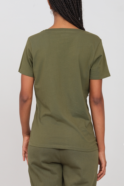 Deep Neck T-shirt Military Green