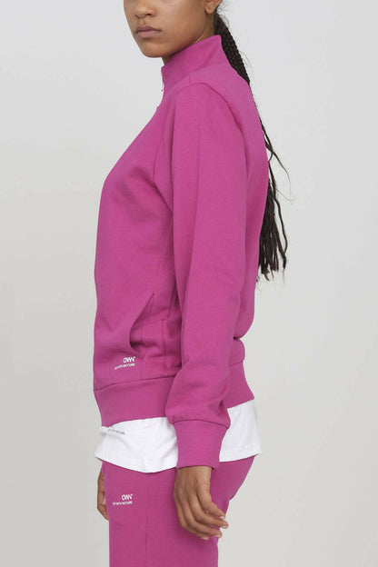 High neck sweatshirt with zip Fucsia