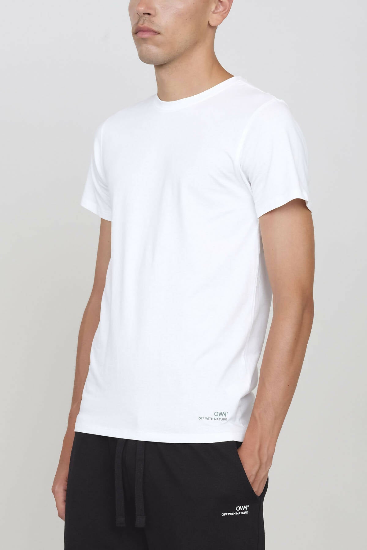 Jersey-T-Shirt mit Rundhalsausschnitt Weiß
