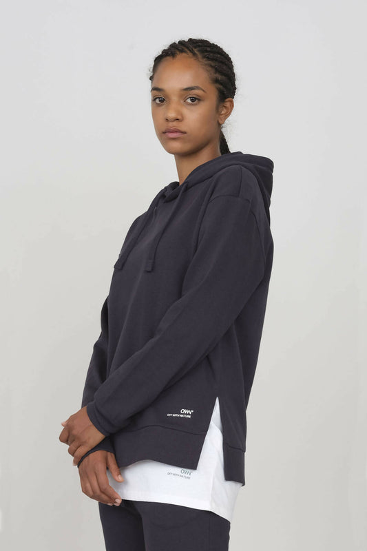 Hoodie with side slits Blue