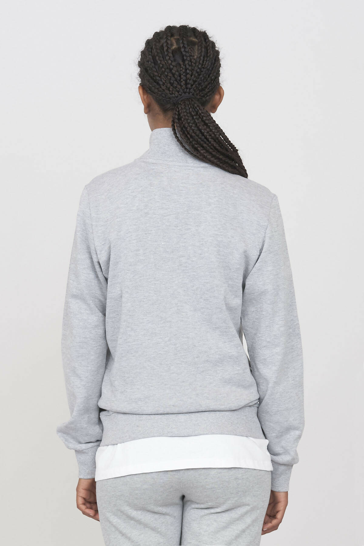 Sweatshirt mit Stehkragen und Reißverschluss in Grau