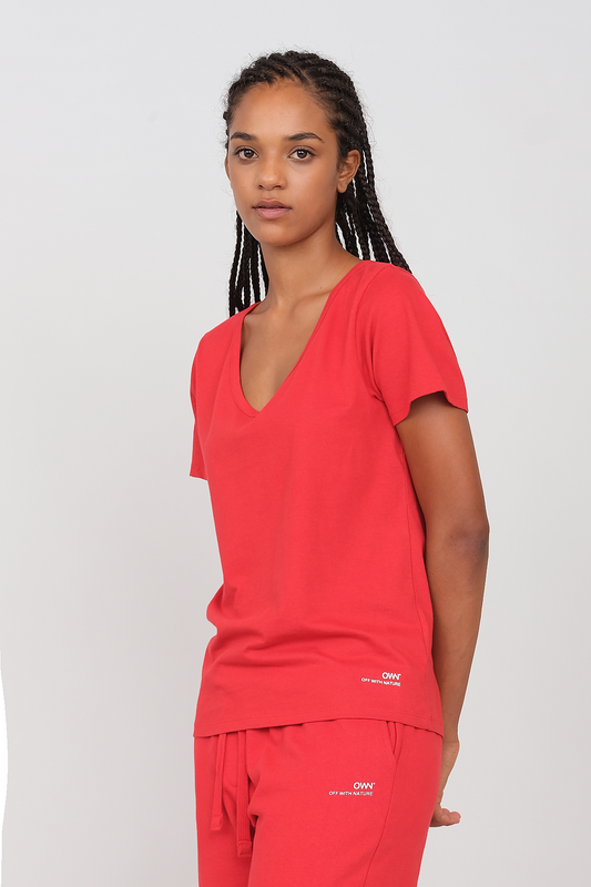 Deep Neck T-shirt Military Red