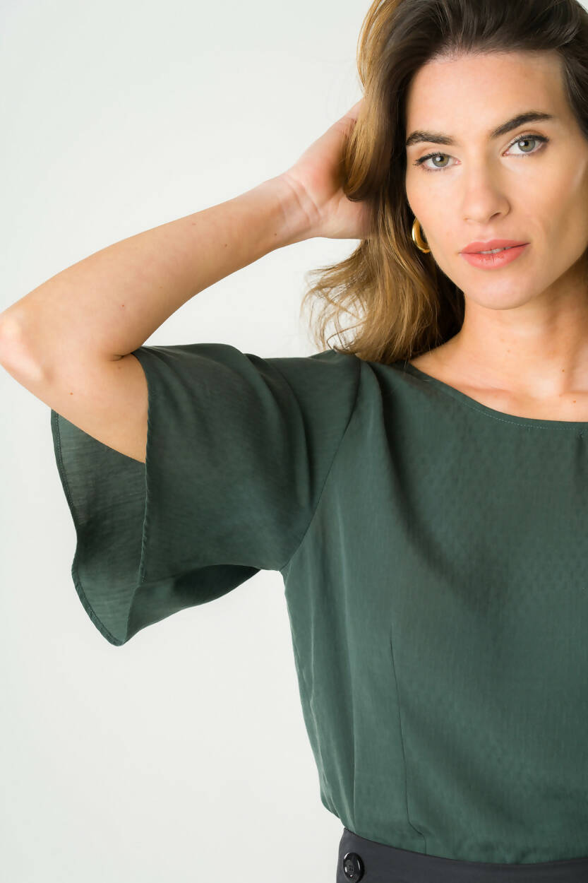Reversible blouse deep green